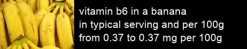 vitamin b6 in a banana information and values per serving and 100g